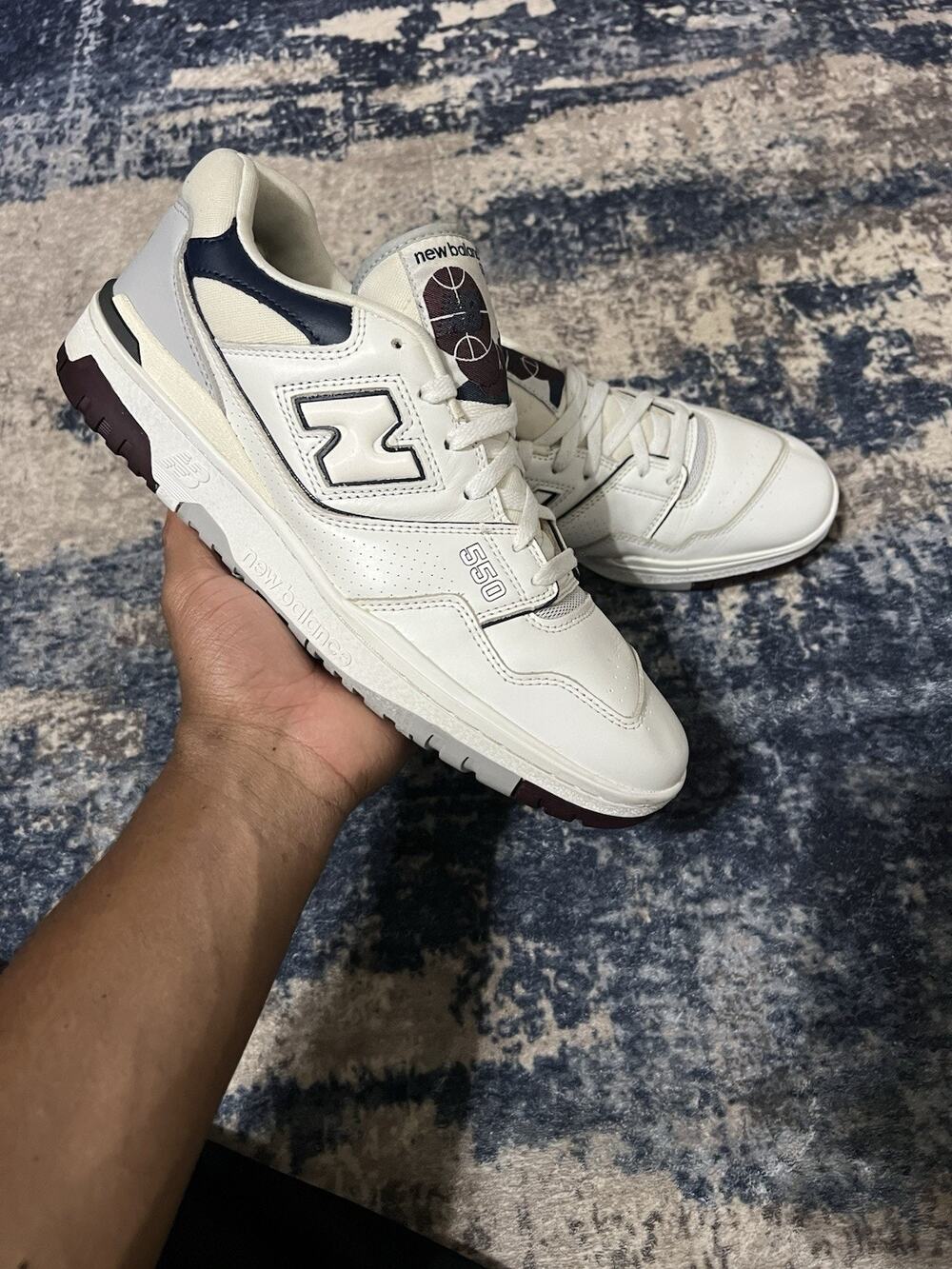 Size 13-New Balance 550 Men’s Shoes Navy Maroon White Natural Indigo Sneakers